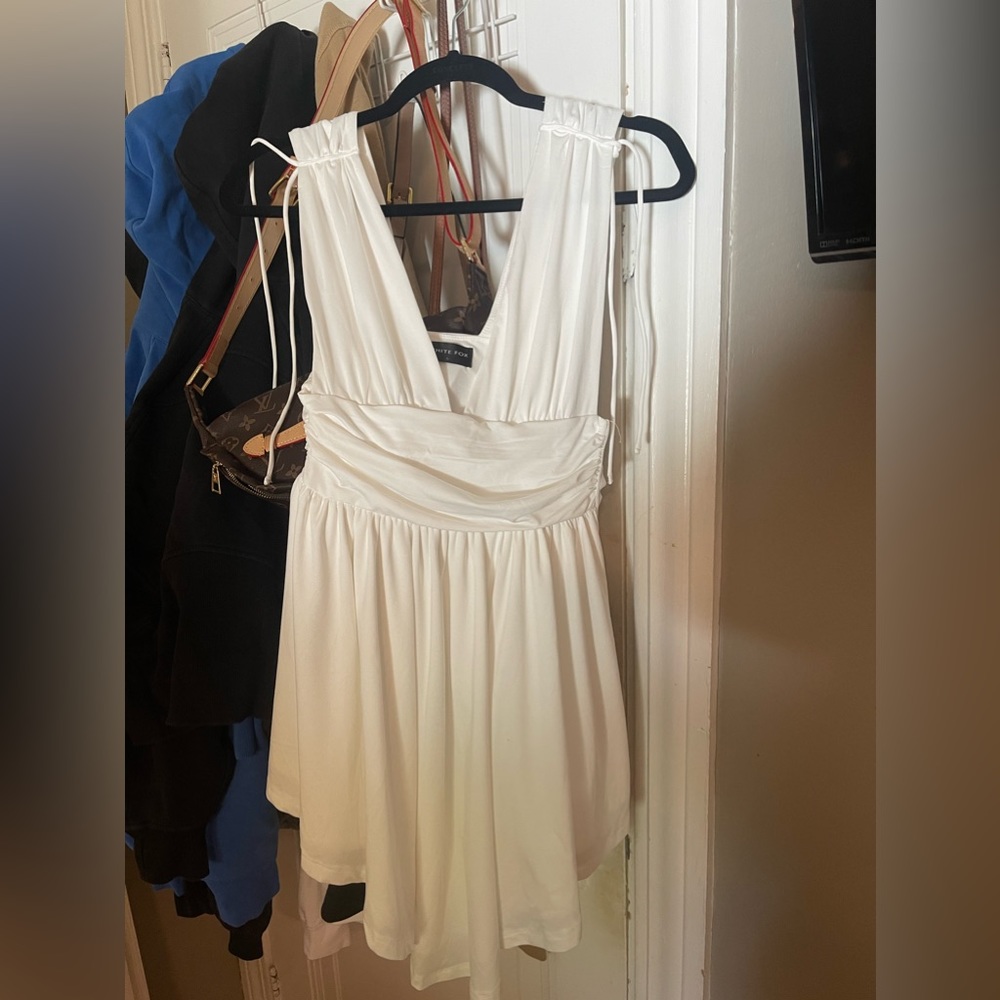 white fox mini dress, i loved this but it does not fit me anymore!